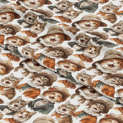 Victorian Cats Pattern 6 Quilting Cotton Fabric
