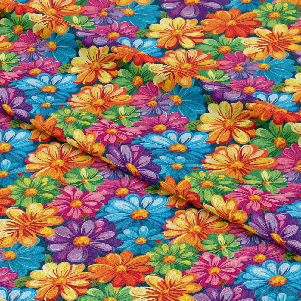 Rainbow Hippie Flowers Pattern 9 Quilting Cotton Fabric