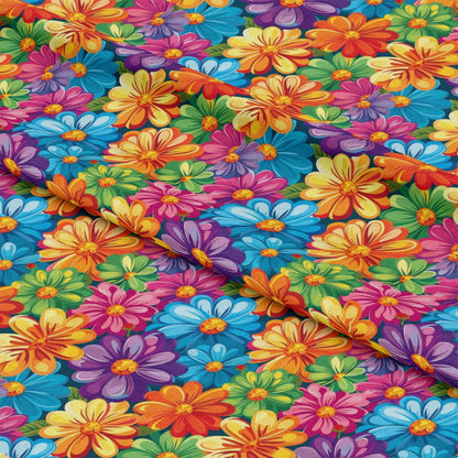 Rainbow Hippie Flowers Pattern 9 Quilting Cotton Fabric
