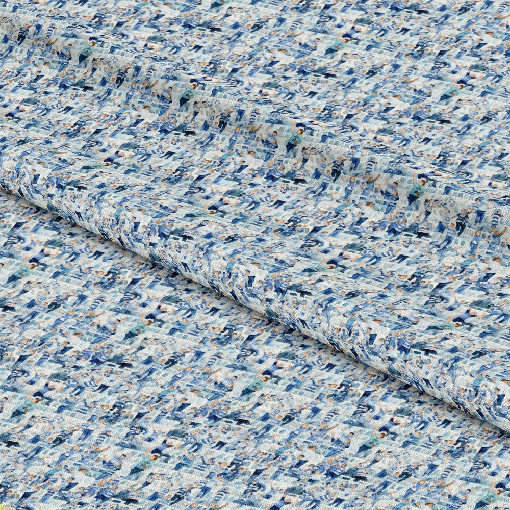 Watercolor Football Pattern 5 Quilting Cotton Fabric