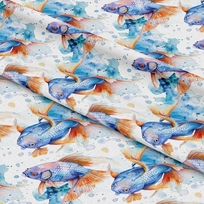 Watercolor Fish Pattern 10 Quilting Cotton Fabric