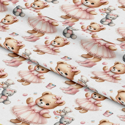 Pink Night Time Teddy Bears Pattern 10 Quilting Cotton Fabric