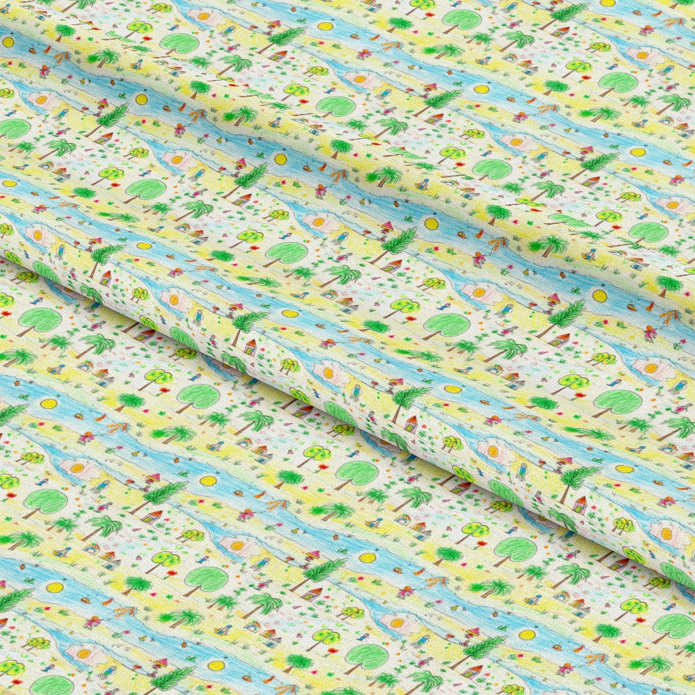 Child Crayon Drawing Pattern 3 Quilting Cotton Fabric
