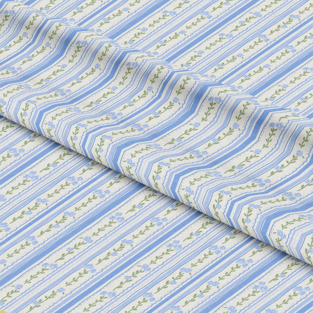 Rosey Blue Stripes Pattern 1 Quilting Cotton Fabric
