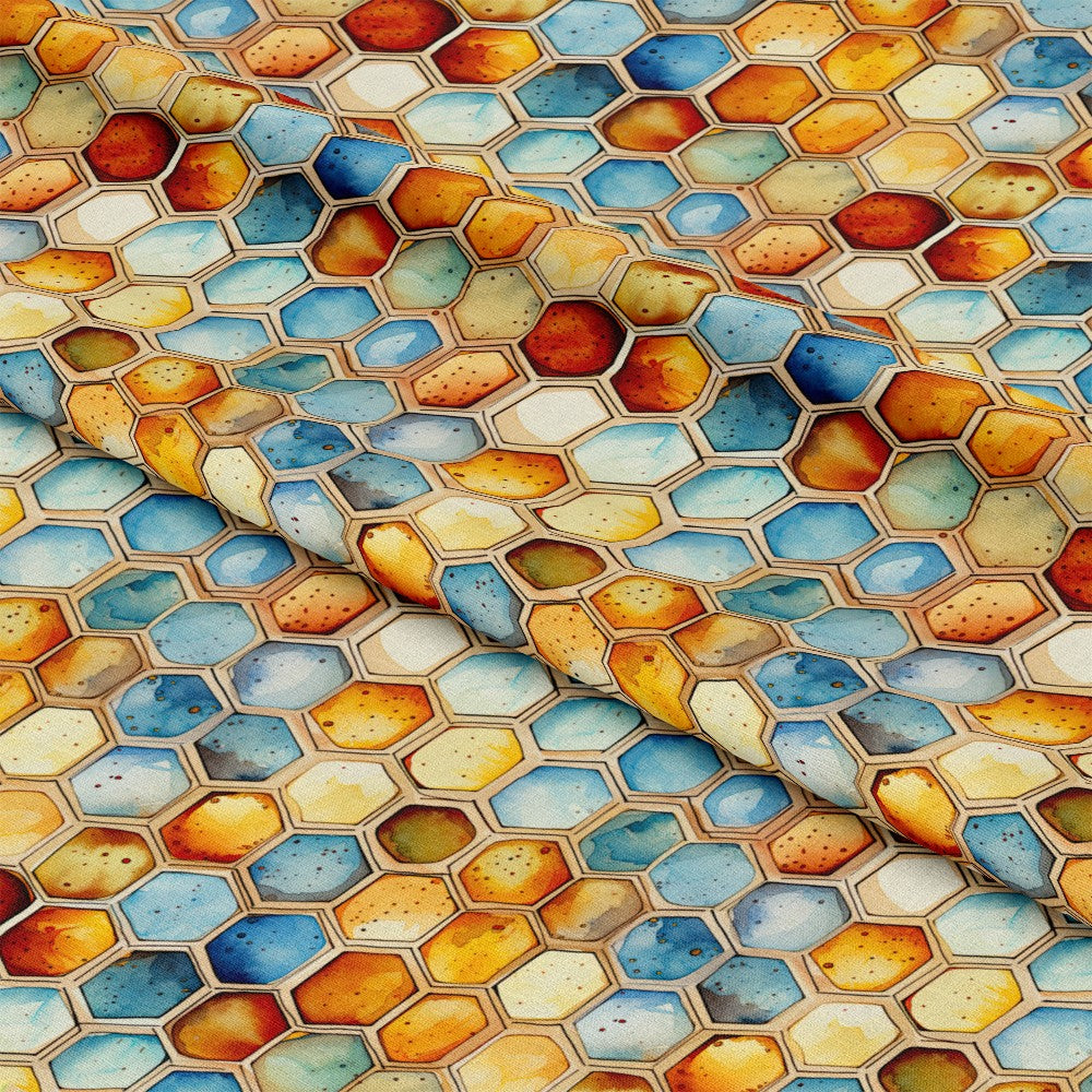 Watercolor Honeycomb Pattern 2 Quilting Cotton Fabric