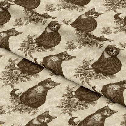 Vintage Cats With Lace Pattern 5 Quilting Cotton Fabric