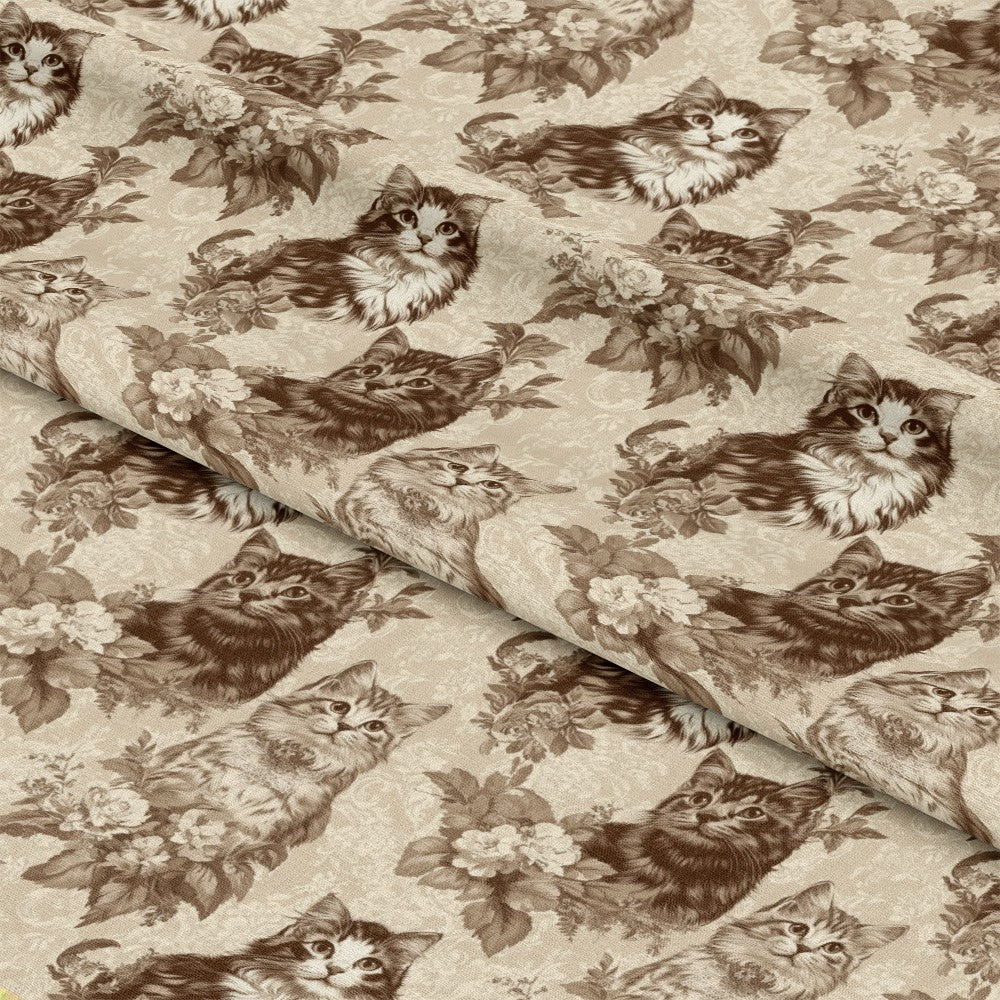Vintage Cats With Lace Pattern 4 Quilting Cotton Fabric