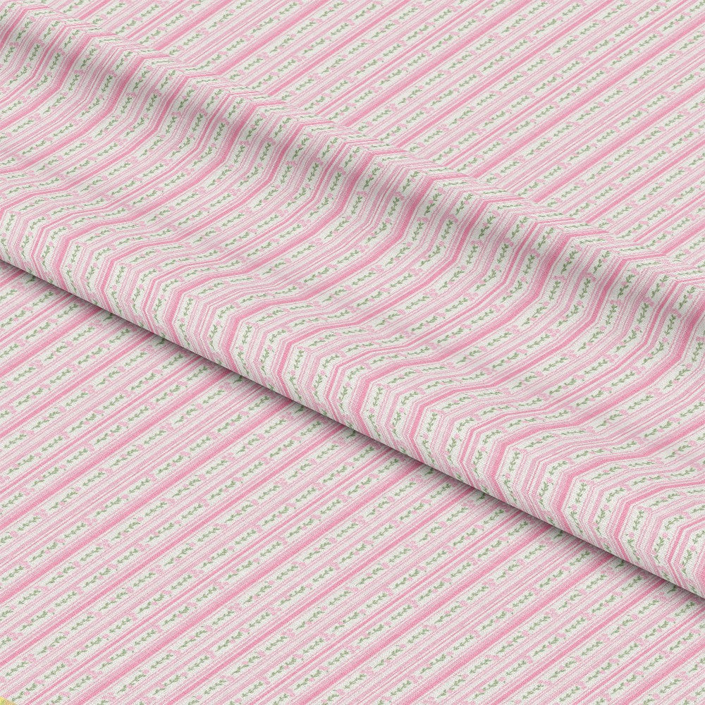 Pink Floral Stripe Pattern 1 Quilting Cotton Fabric