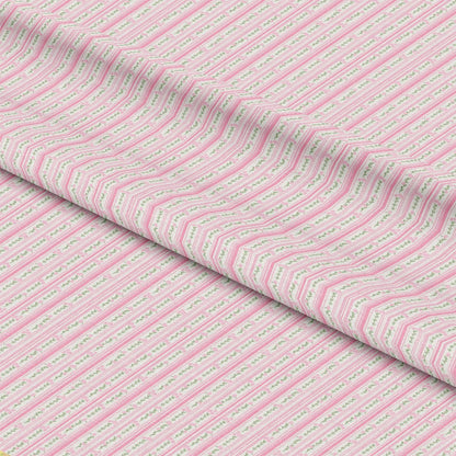 Pink Floral Stripe Pattern 1 Quilting Cotton Fabric
