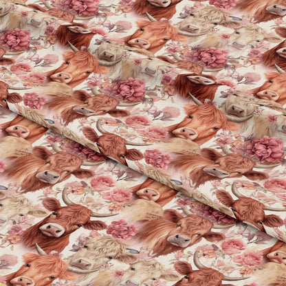 Pretty Highland Cows Pattern 13 Quilting Cotton Fabric