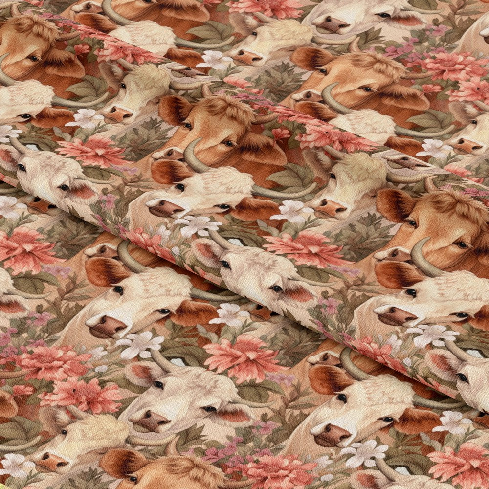Pretty Highland Cows Pattern 8 Quilting Cotton Fabric