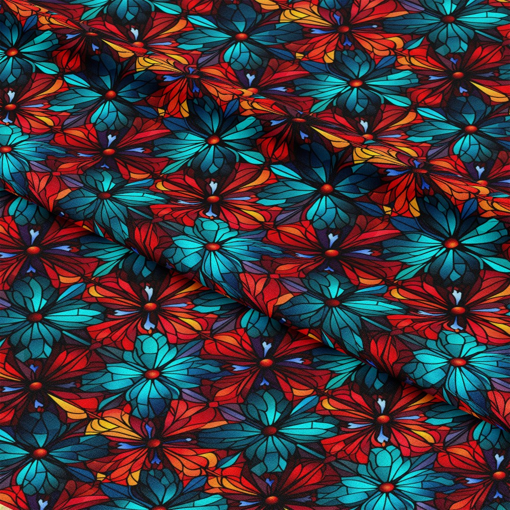Stained Glass Christmas Pattern 13 Quilting Cotton Fabric