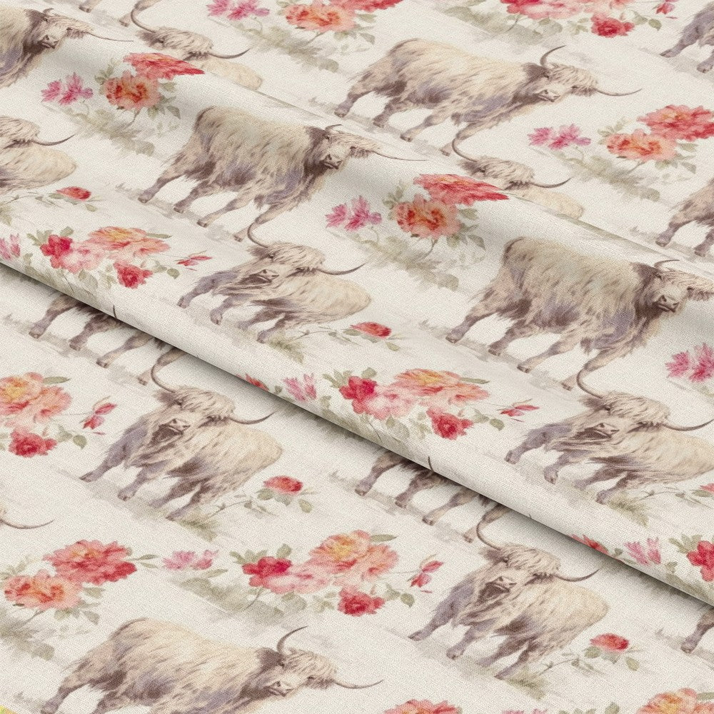 Highland Cows on the Farm Pattern 3 Quilting Cotton Fabric