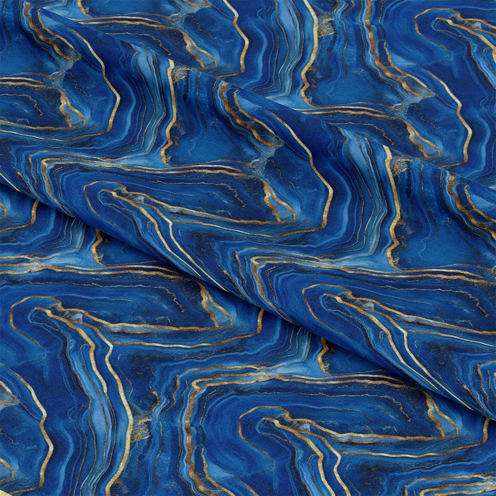 Royal Blue and Gold Agate Pattern 6 Quilting Cotton Fabric
