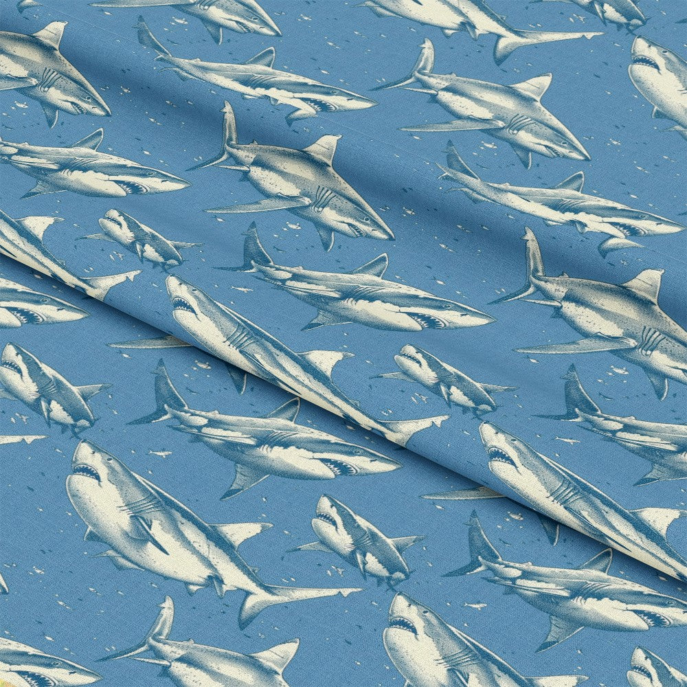 Sharks Circling Pattern 2 Quilting Cotton Fabric