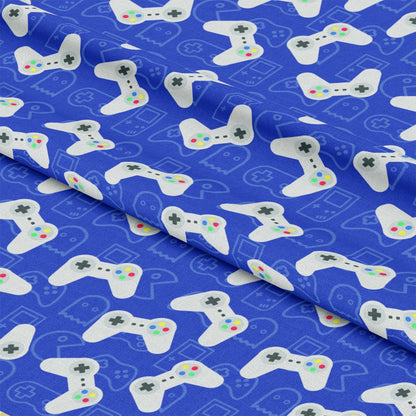 Blue Video Game Controllers Pattern 1 Quilting Cotton Fabric