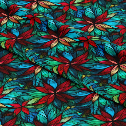 Stained Glass Christmas Pattern 3 Quilting Cotton Fabric