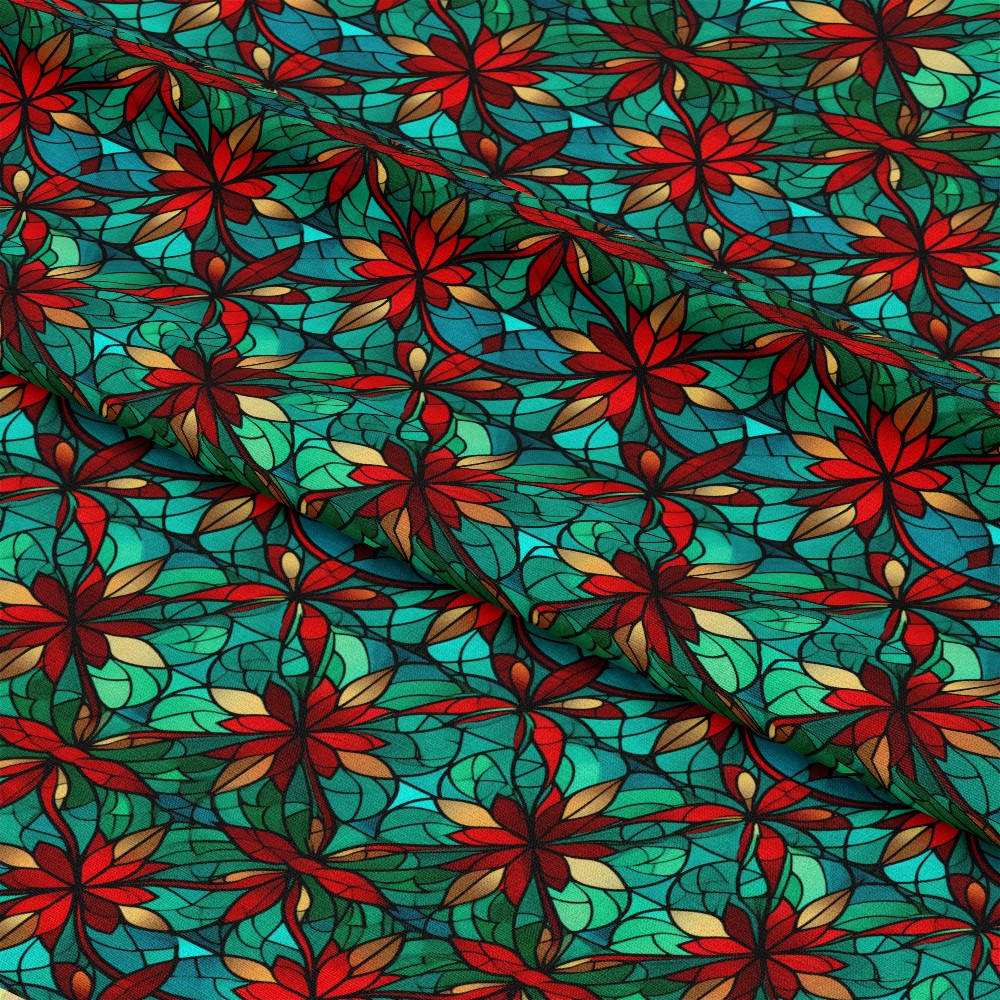 Stained Glass Christmas Pattern 6 Quilting Cotton Fabric