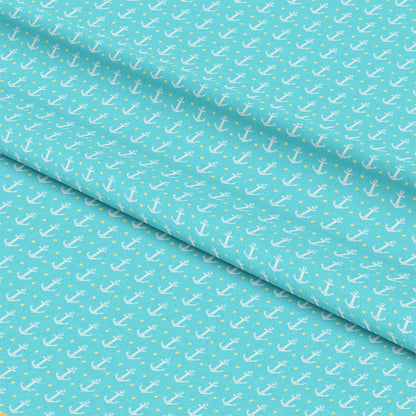 - Summer Beach Pattern 7 Quilting Cotton Fabric
- nautical anchors, maritime design
- turquoise blue background
- white anchor motifs
- cotton textile, soft fabric
- quilting material, sewing cloth
- marine themed print, beach inspired
- lightweight fabric, smooth texture