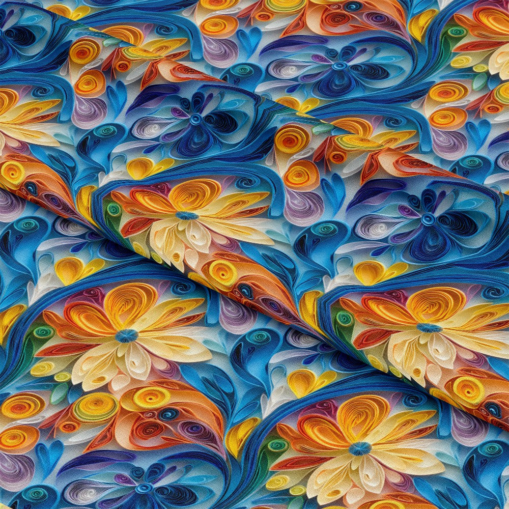 Abstract Paper Quilling Pattern 8 Quilting Cotton Fabric