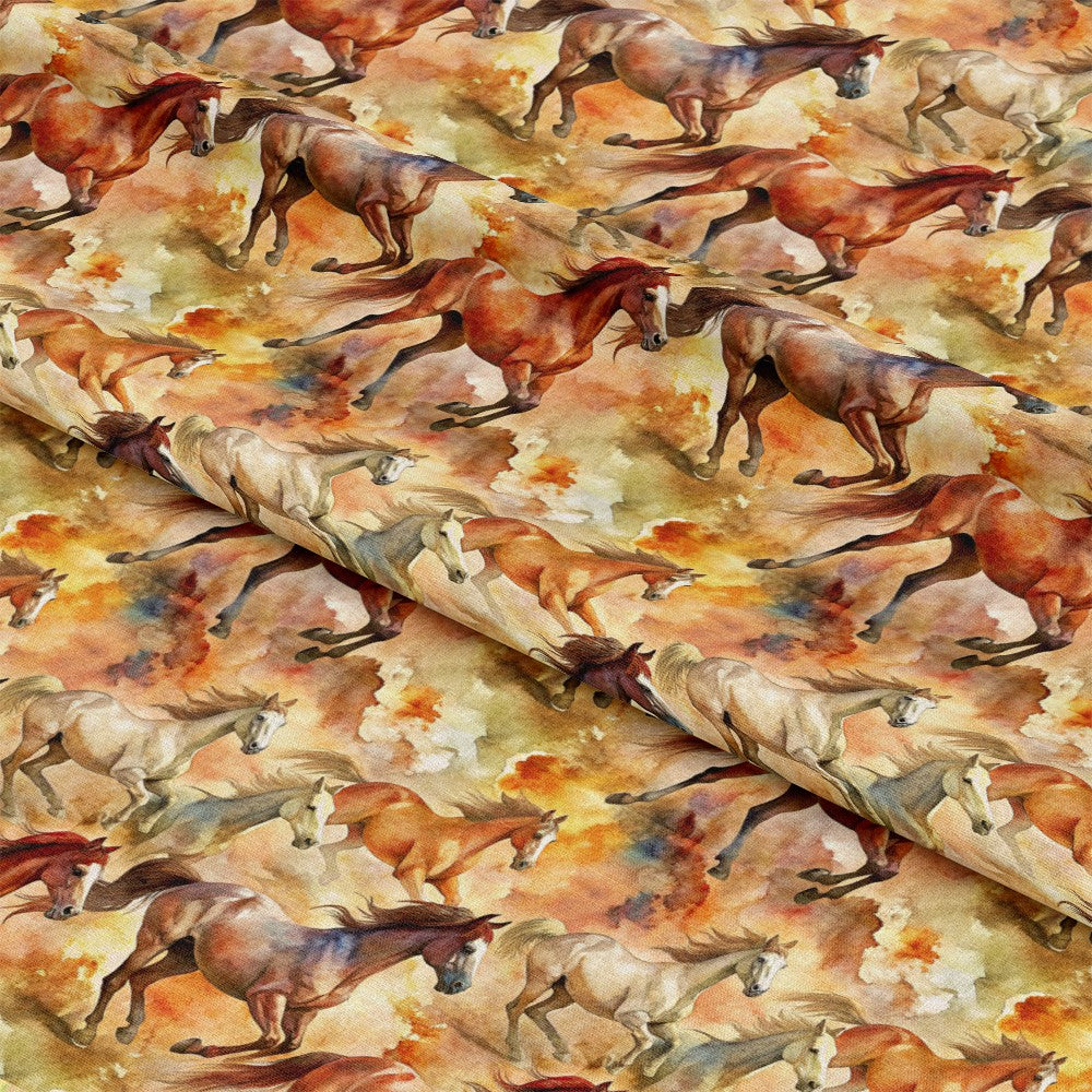 - Wild Horses Pattern 10 Quilting Cotton Fabric  
- quilting  
- cotton  
- fabric  
- horses  
- running  
- brown  
- beige  
- tan  
- orange  
- watercolor  
- natural  
- animal  
- rustic  
- earth tones