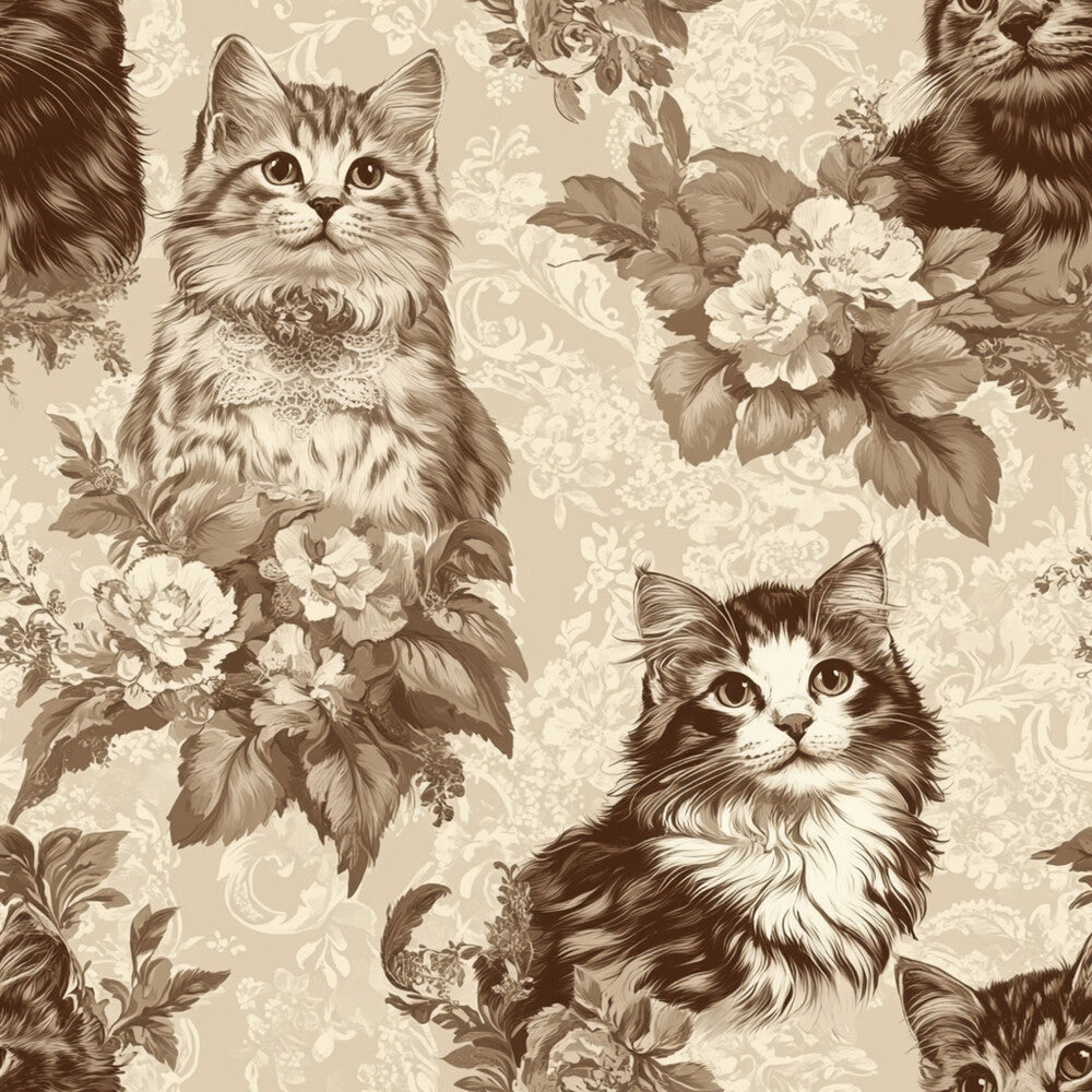 Vintage Cats With Lace Fat Quarter Bundle