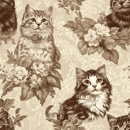 Vintage Cats With Lace Fat Quarter Bundle