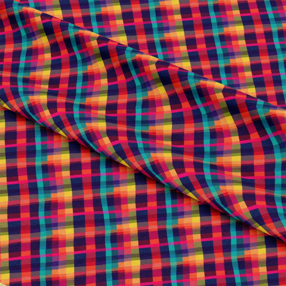Neon Gingham Pattern 7 Quilting Cotton Fabric