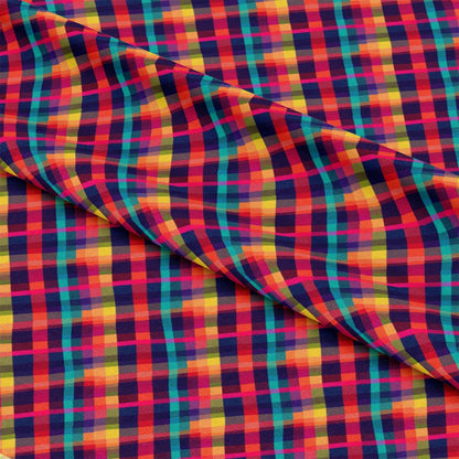 Neon Gingham Pattern 7 Quilting Cotton Fabric