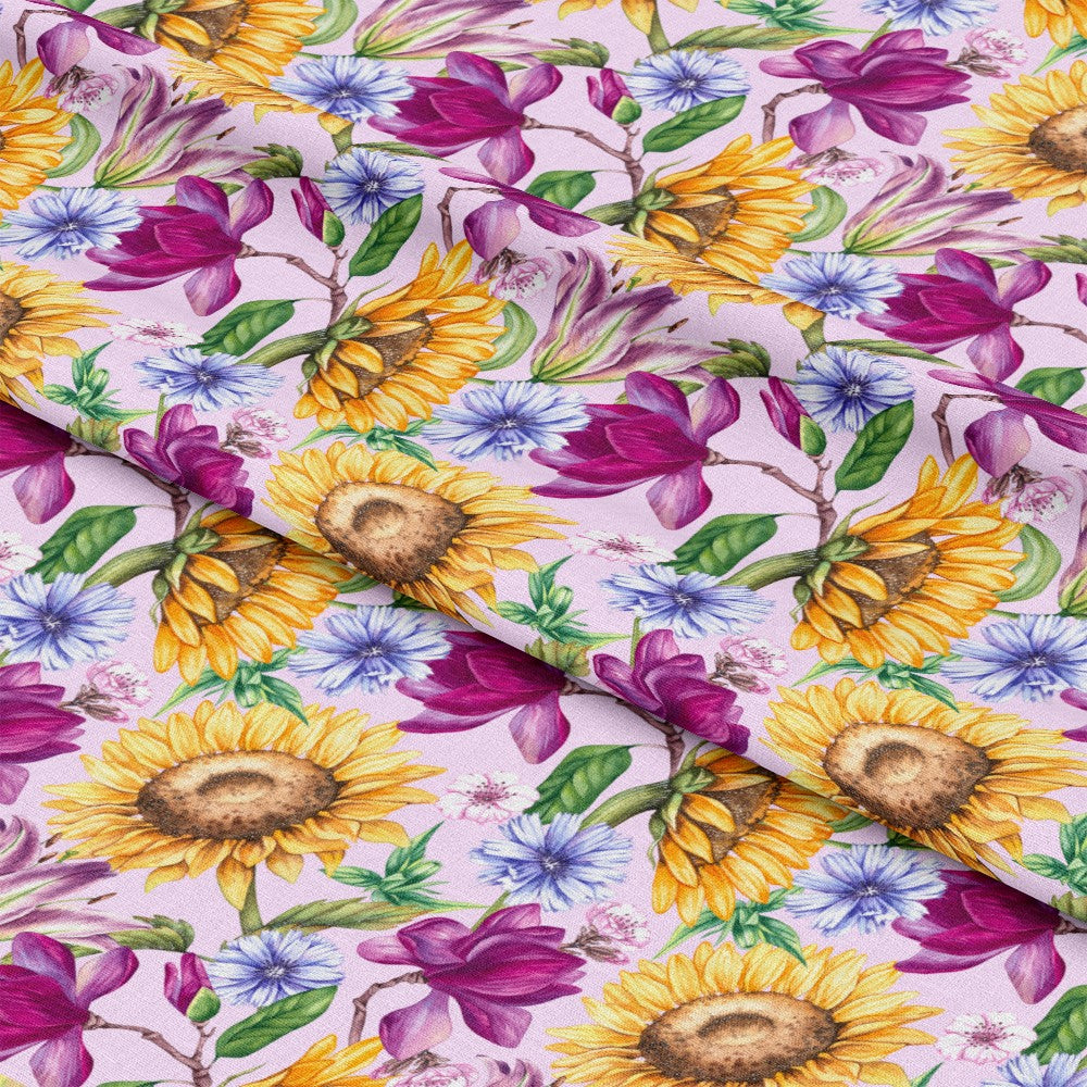 Watercolor Mixed Flowers Pattern 1 Quilting Cotton Fabric