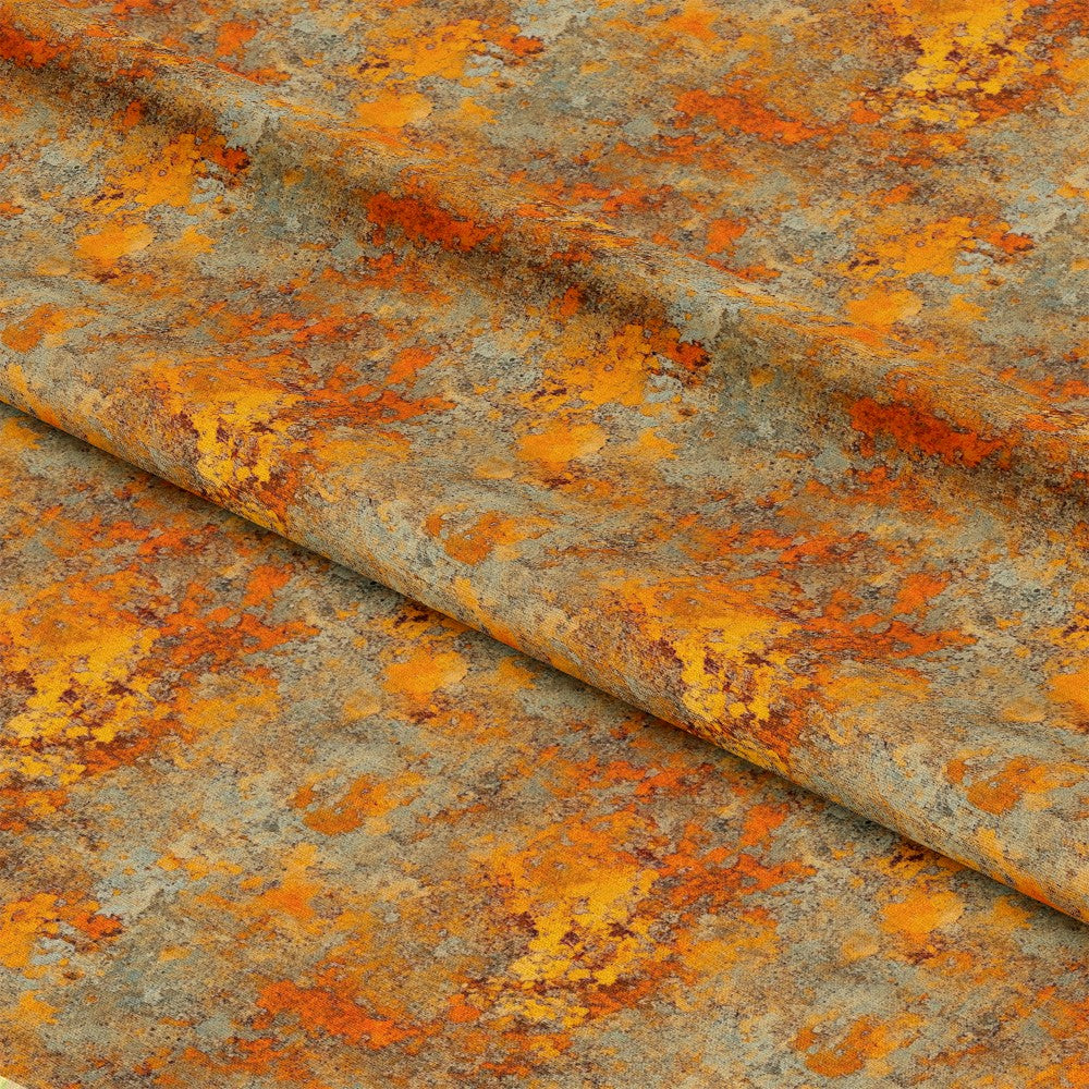 - The Western Life Pattern 72 Quilting Cotton Fabric  
- textured  
- abstract  
- rust tones  
- orange  
- brown  
- yellow  
- earth colors  
- quilting fabric  
- cotton textile  
- warm hues  
- mottled design