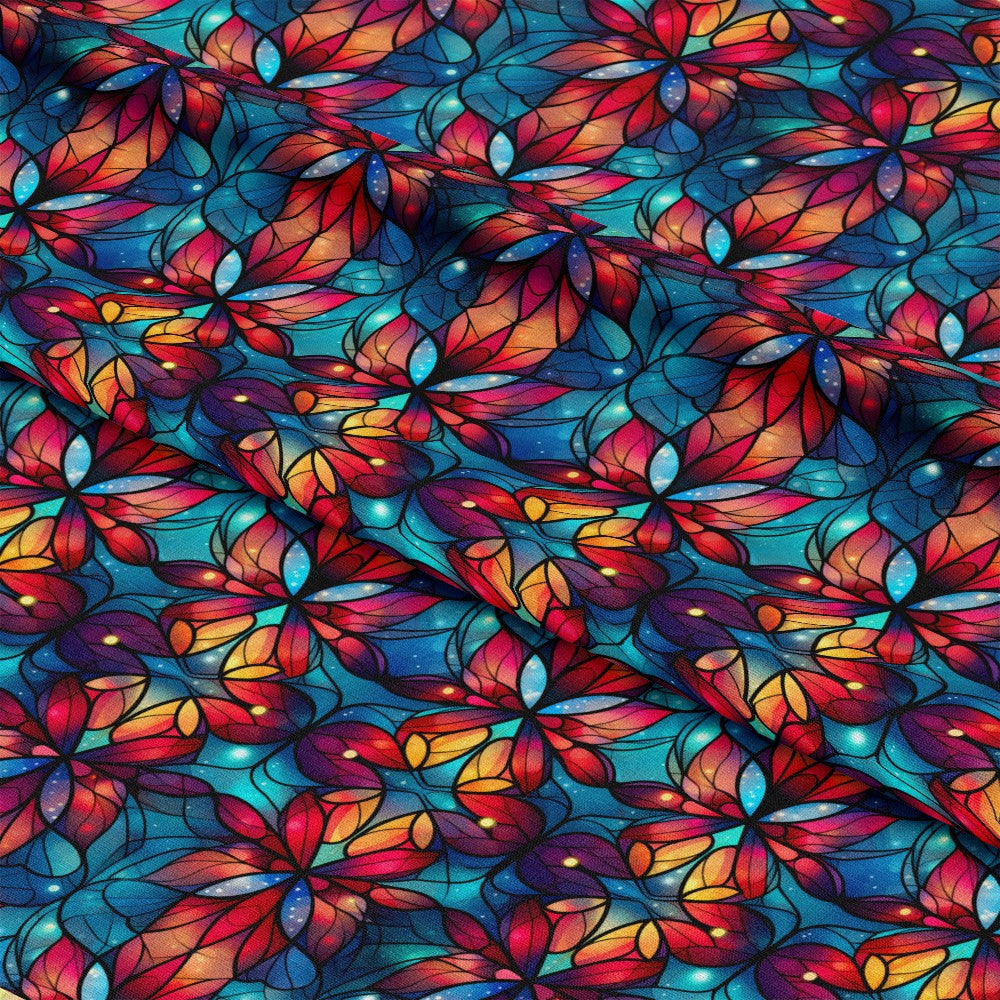 Stained Glass Christmas Pattern 7 Quilting Cotton Fabric