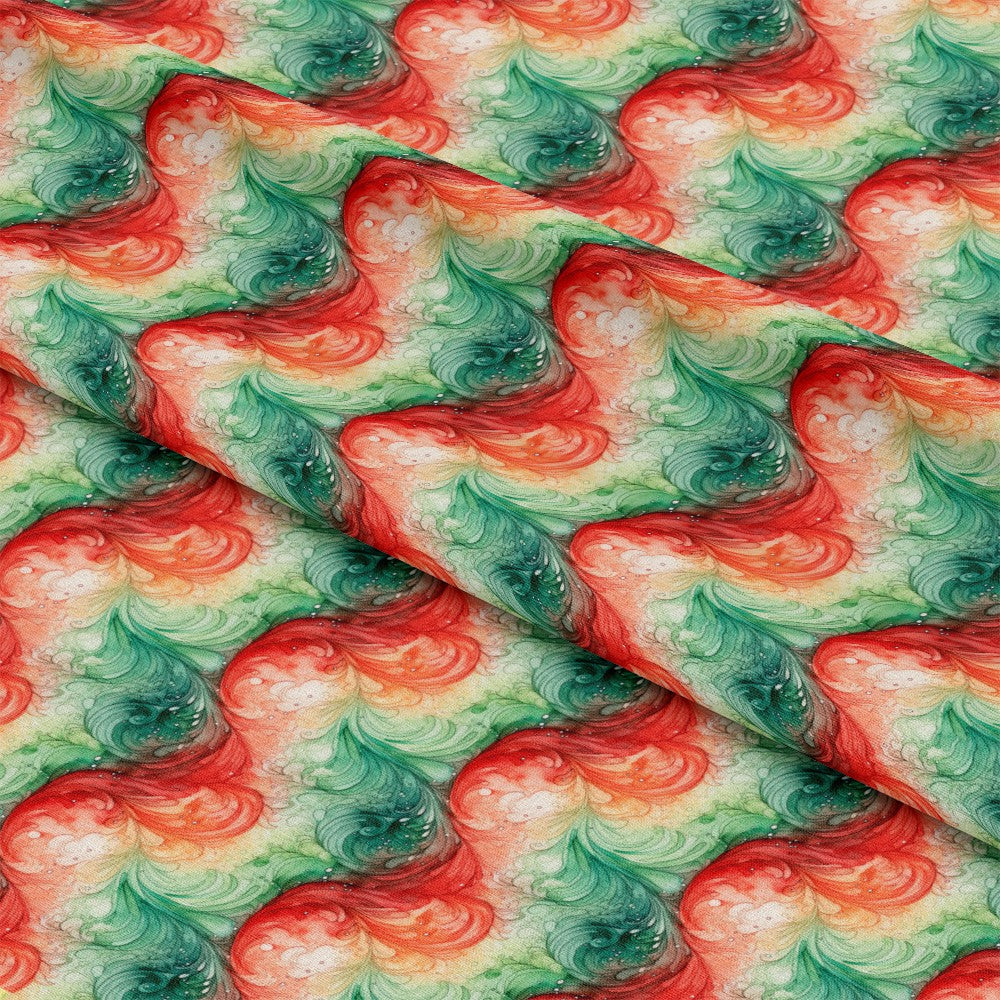 Watercolor Christmas Swirls Pattern 1 Quilting Cotton Fabric