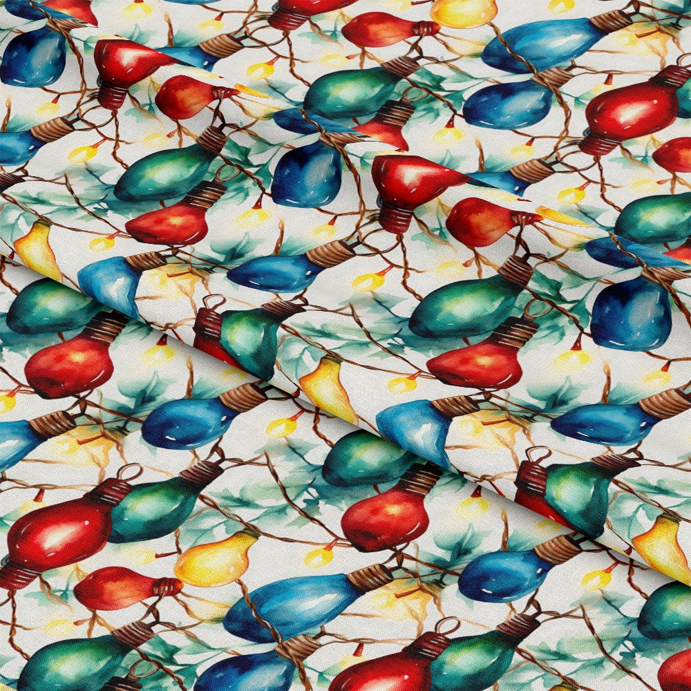 Watercolor Christmas Lights Pattern 13 Quilting Cotton Fabric