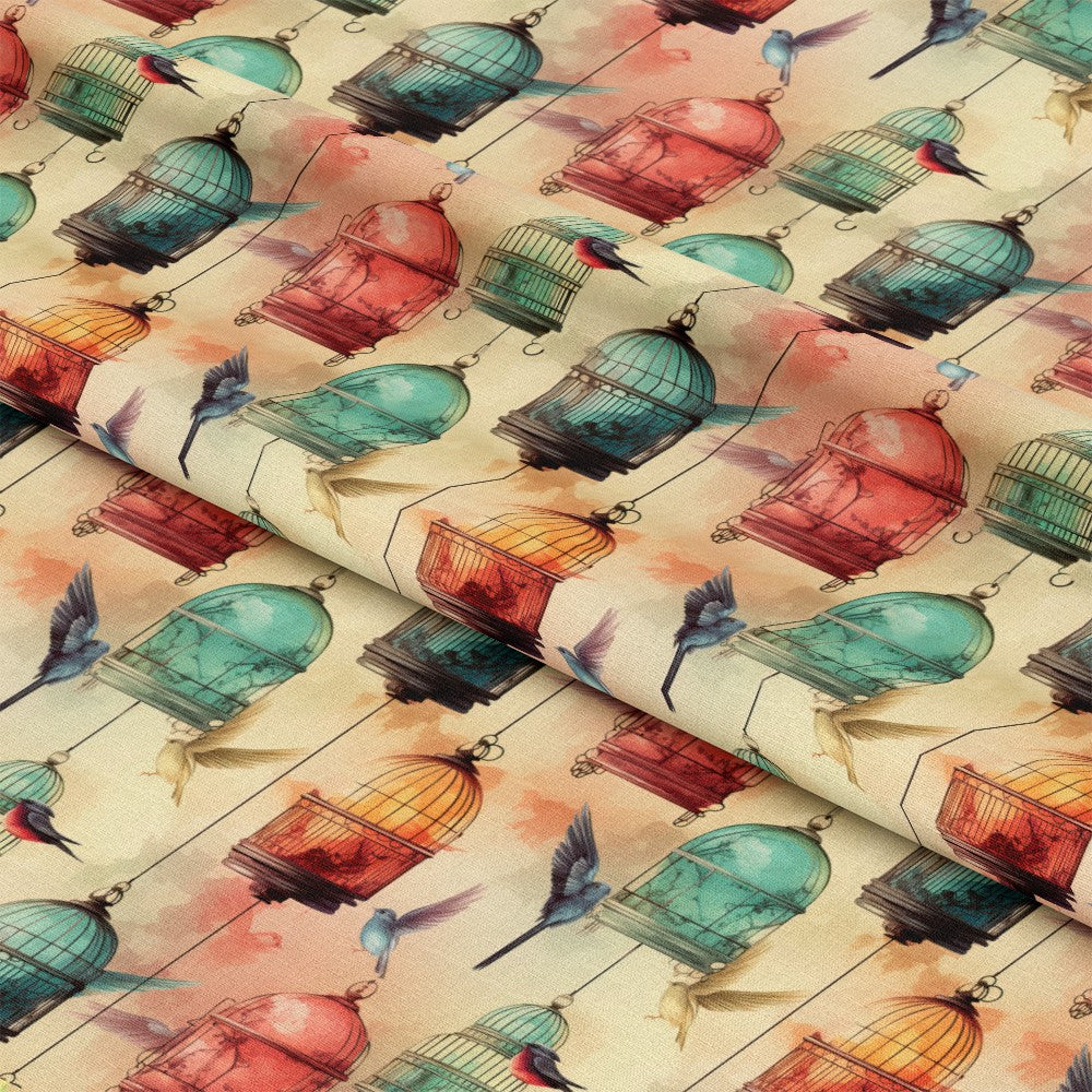Vintage Birdcages Pattern 3 Quilting Cotton Fabric