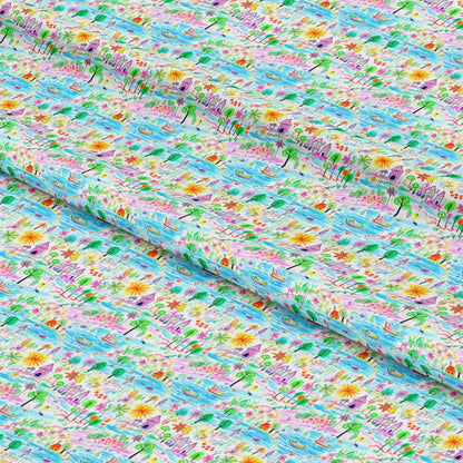 Child Crayon Drawing Pattern 1 Quilting Cotton Fabric