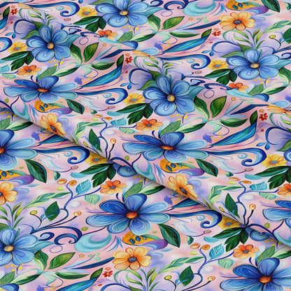 Vibrant Abstract Floral Art Pattern 5 Quilting Cotton Fabric