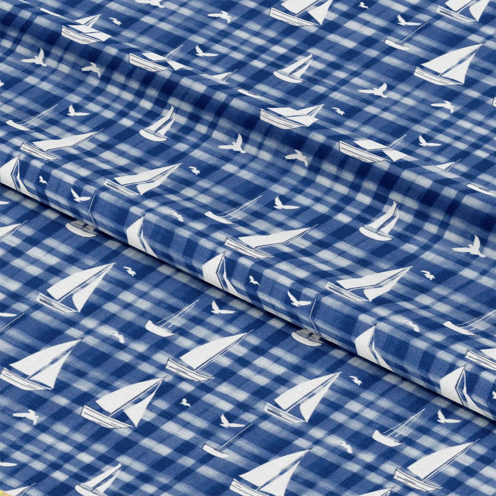 Blue Sailboat Pattern 2 Quilting Cotton Fabric