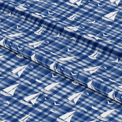 Blue Sailboat Pattern 2 Quilting Cotton Fabric