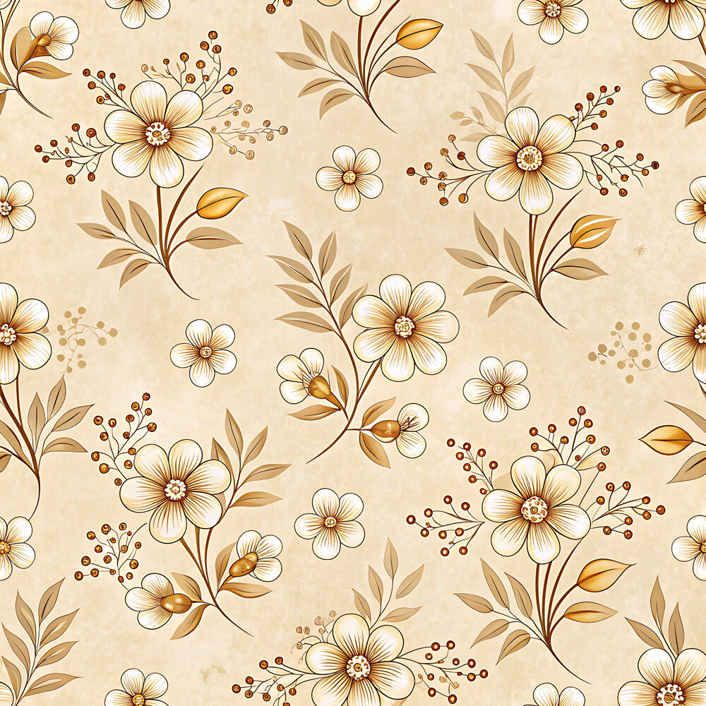 Vintage Beige Sepia Floral Fat Quarter Bundle