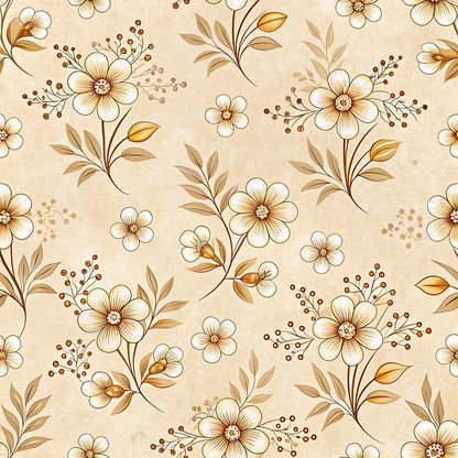 Vintage Beige Sepia Floral Fat Quarter Bundle