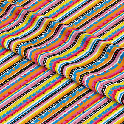 Colorful Stripes and Dots Pattern 2 Quilting Cotton Fabric