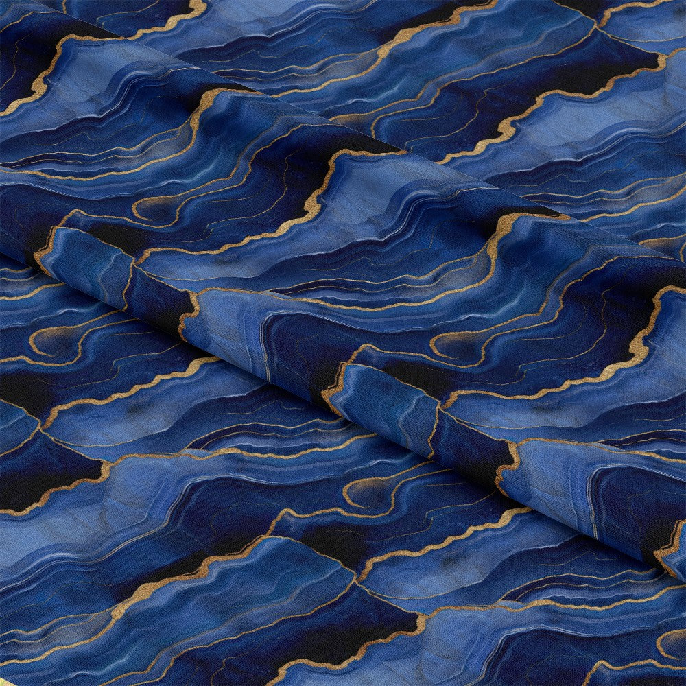 Royal Blue and Gold Agate Pattern 27 Quilting Cotton Fabric