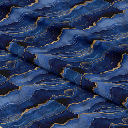 Royal Blue and Gold Agate Pattern 27 Quilting Cotton Fabric