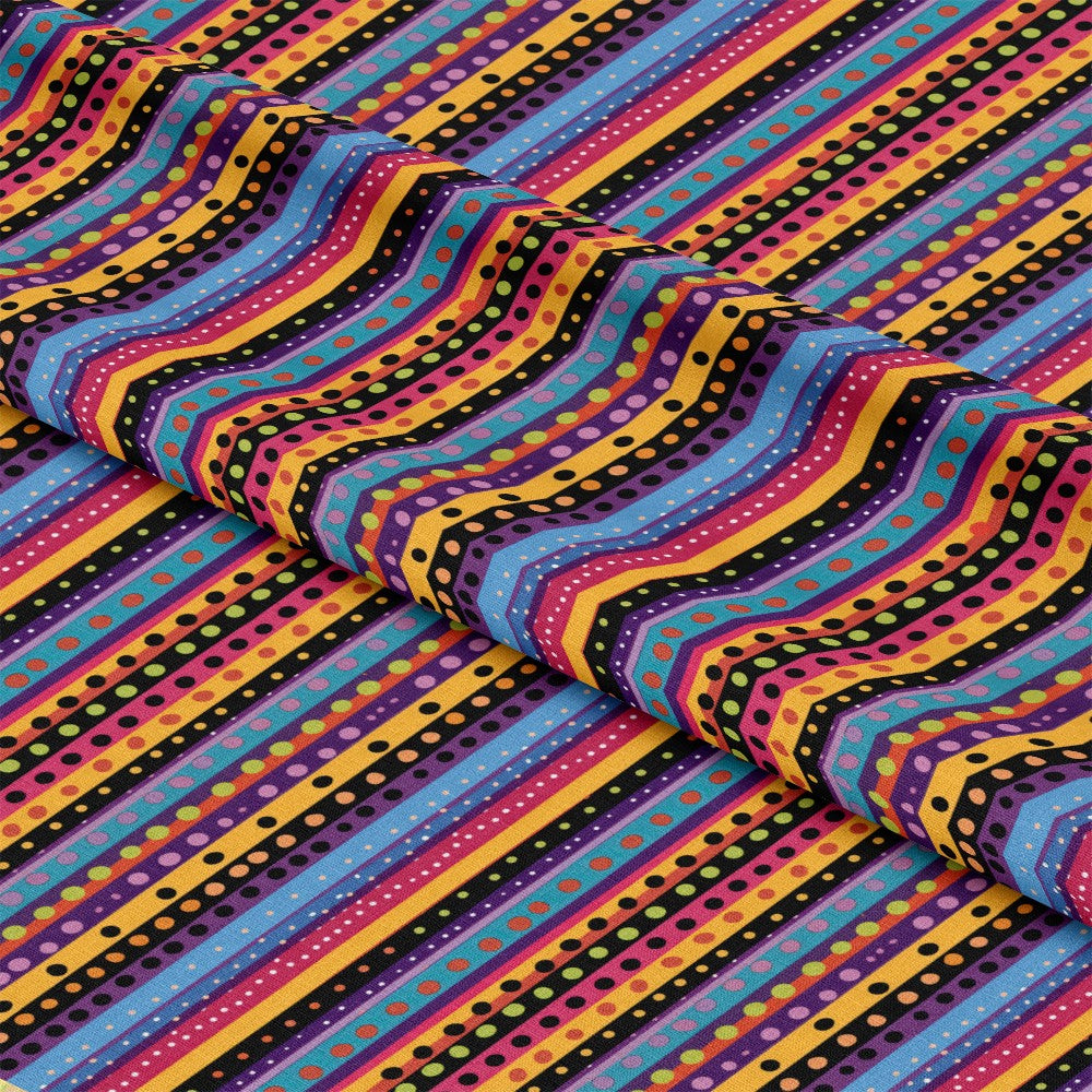 Colorful Stripes and Dots Pattern 6 Quilting Cotton Fabric