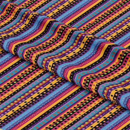 Colorful Stripes and Dots Pattern 6 Quilting Cotton Fabric