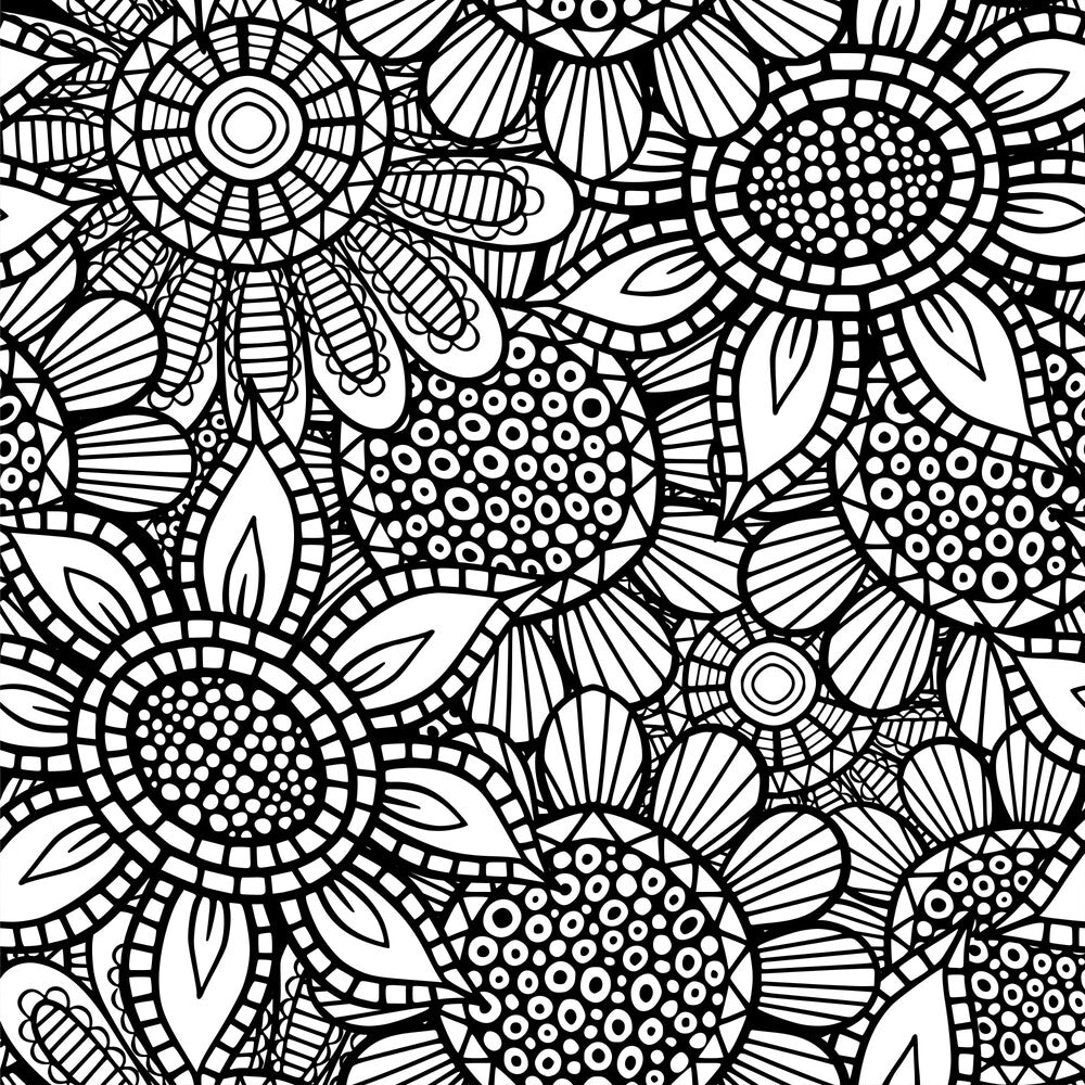 Folk Art Florals Black and White Fat Quarter Bundle