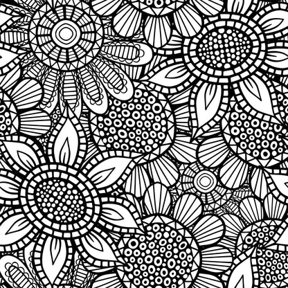Folk Art Florals Black and White Fat Quarter Bundle