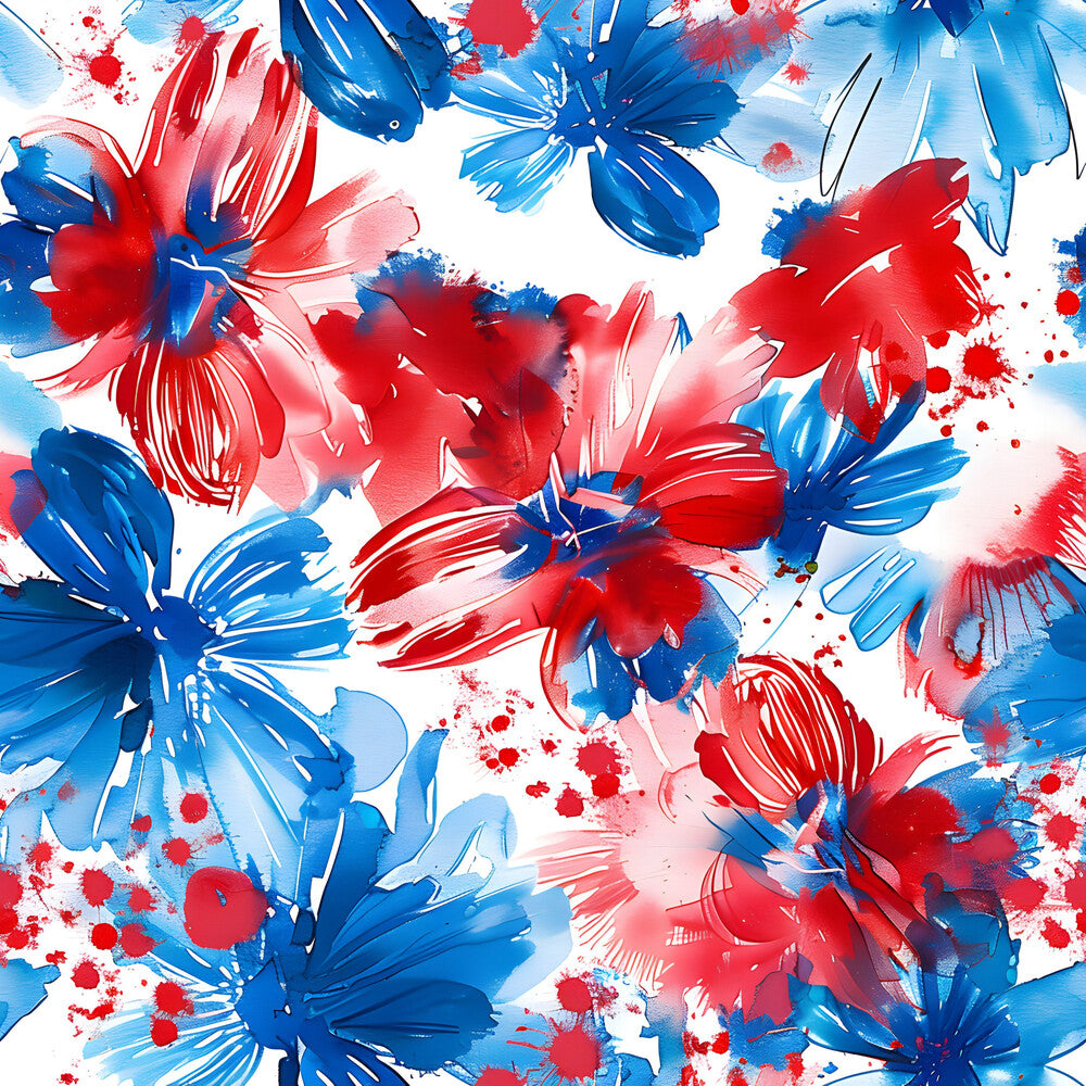 4th of July Watercolor Floral Fat Quarter Bundle