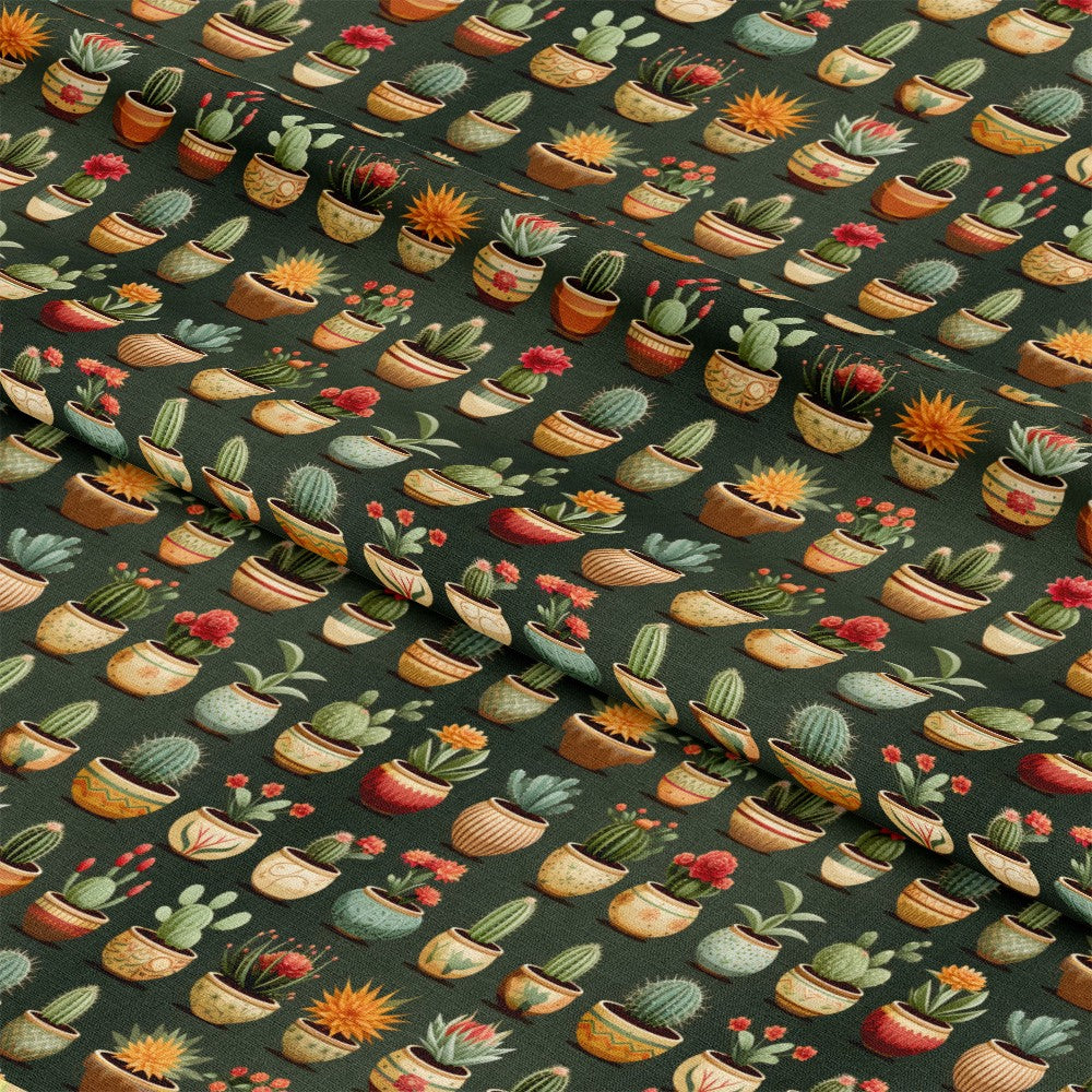 Retro Cactus Pattern 4 Quilting Cotton Fabric